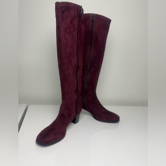 RON WHITE Rapisardi Elegant Burgundy Knee-High Boots size 40 - Picture 2 of 8